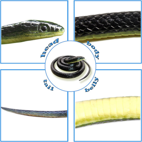 Realistic Fake Rubber Snake Toys, Black Cobra, 49 Inch Long Prank Stuff