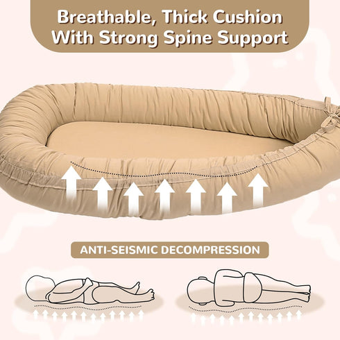 EAQ Portable Infant Lounger Nest for Newborns - Breathable & Soft Baby Cover