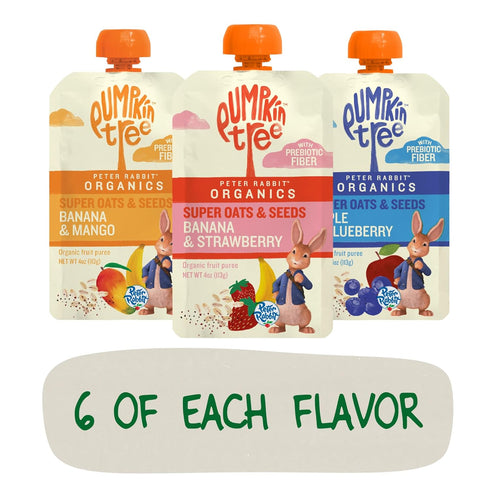 Pack 4 oz. (Pack 18) Pumpkin Tree Peter Rabbit Organics Super Oats & Seeds Variety - Squeezable Snack Pouches