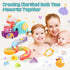CUTE STONE Baby Bath Toys, No Hole Floating Squirting Bathtub Toy W/ Water Slide Building Track, Duck Fishing Net Game