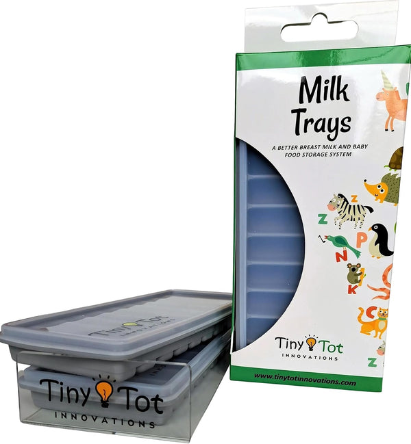 Breast Milk Freezer Storage Trays w/Carrier, 10-1oz Bars, 2 Containers w/Lids and