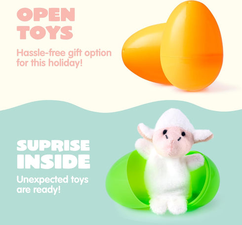 36 JOYIN Pcs Pre-Filled Easter Eggs Filled with Animal Finger Puppets for Kids Toddlers Easter Egg Hunt, Basket