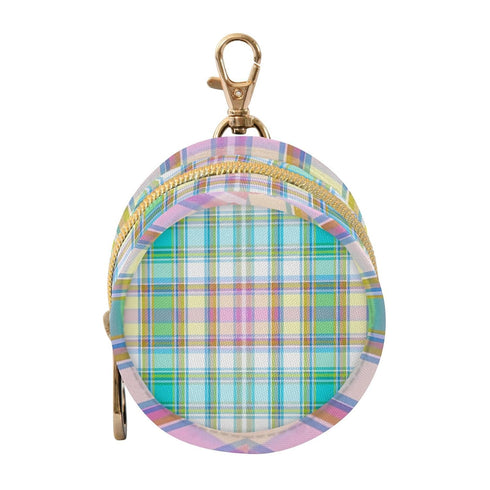 Plaid Round Pacifier Storage Case with Zipper, Portable Pacifier Case for Travel,