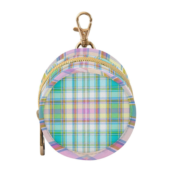Plaid Round Pacifier Storage Case with Zipper, Portable Pacifier Case for Travel,