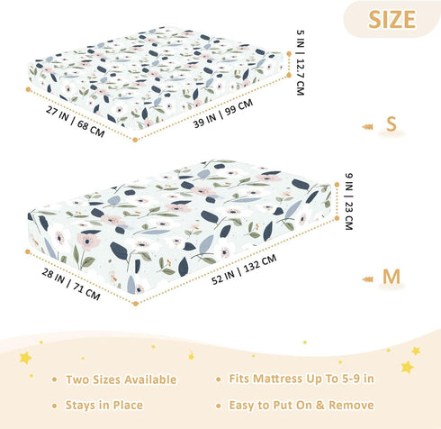 miaozhen 1 Pack 52x28 Cotton Crib Sheets for Baby Boys Girls Ultra Soft Cute Cartoon Rainforest Wildflower Crib