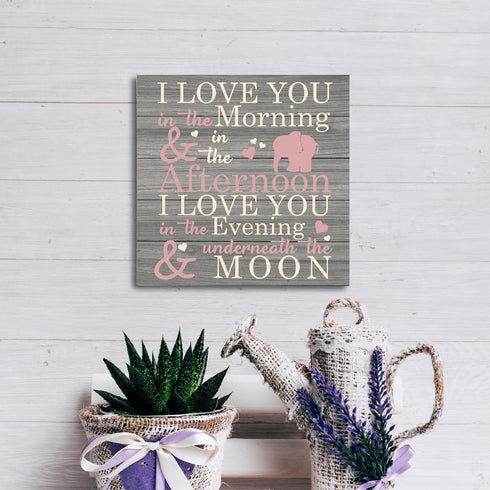 SUSZDOU 6.2 6.2inch, Love Sign, Wood Plaque Table Art Sign * Elephant Wood Sign for Nursery, Decoration for Baby Girls