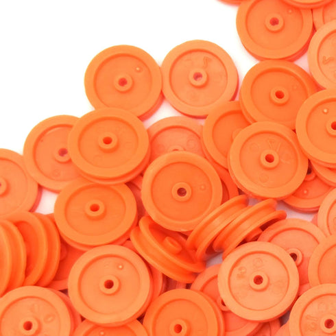 EUDAX 100 Pcs 2mm Hole Orange Plastic Belt Pulley for DIY RC Toy Car and Airplane