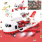Dwi Dowellin Airplane Toy with Fire Truck Cars and Play Mat - Lights and Sounds for 3+ Years Old