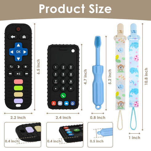 Baby Teething Toys, Remote Control Shape Teether, Cell Phone Chew Toy for Babies 3-24 Months, BPA Free