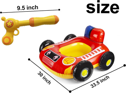 Summer 3-8 Big Inflatable Fire Truck Pool Floats for Kids with Built-in Squirt Gun, Inflatable Toddler Pool Toys