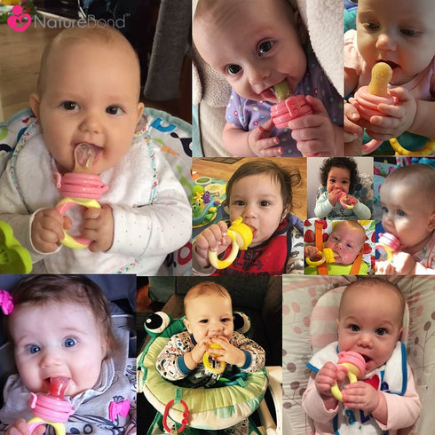 NatureBond Baby Food Feeder/Fruit Feeder Pacifier Nibbler - 2 Pack, Infant Teething Toy in Appetizing Colors