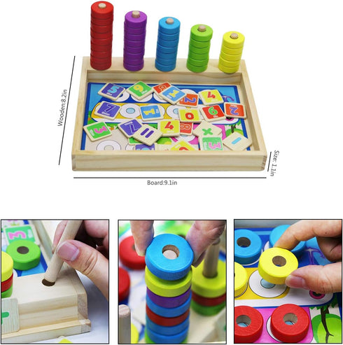 Lydaz Montessori Math Manipulatives Toys - Kids Wooden Number Blocks for Kindergarten Learning Education Toy