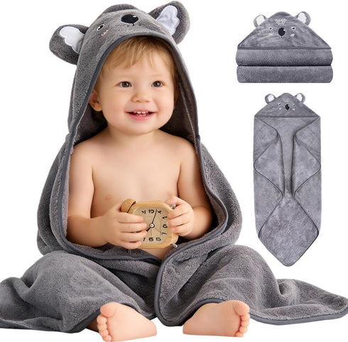 Hooded Baby Towel, Ultra Soft & Absorbent Fleece Baby Bath Towel with