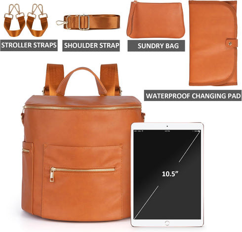 Backpack Mommy 33) Minsong Fashion Leather Diaper Bag Women Purse, Travel Diaper Bag for Baby with Changing Pad