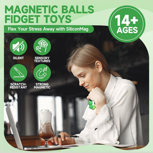 AotBlcer 8pcs Magnetic Balls Fidget Toys Adults, Stress Relief Magnet Sensory Ball with Silicone Shell for to Hands