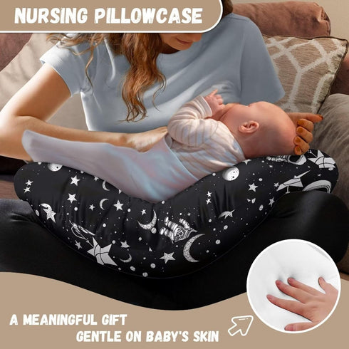 Kathyboom Astronaut Nursing Pillowcase for Baby Boys Girls, Super Soft Breastfeeding Pillowcase for Infant, Stretchy
