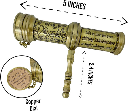 Handmade Brass Kaleidoscope - Vintage Collection Magic Kaleidoscope, Educational Gift for Kids and Adults