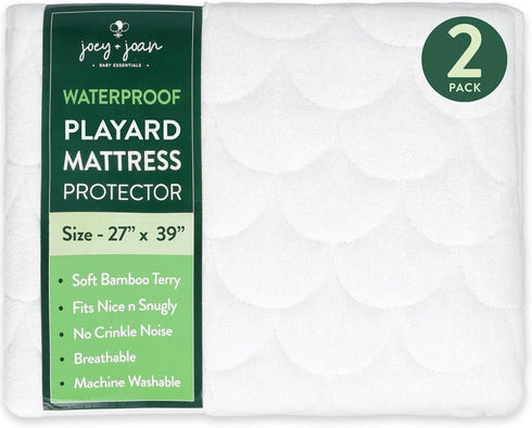 Joey + Joan Waterproof Pack and Play Mattress Pad Protector Cover Compatible