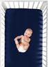 Navy Blue Fitted Crib Sheet for Baby's Comfort
