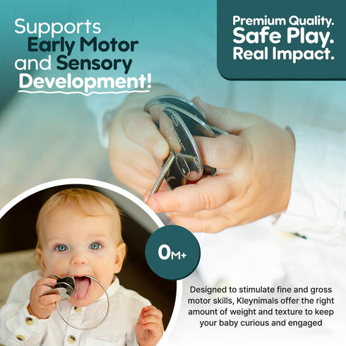 Made in USA Stainless Steel Toy Keys, Baby Rattle, Teether & Fidget Toy Heirloom Quality, Safe, Non-Toxic, BPA-Free