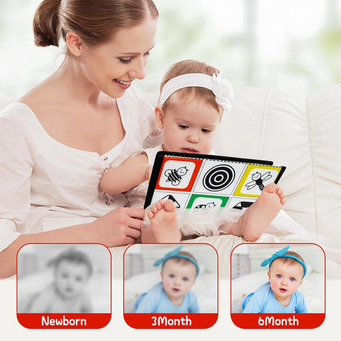 Dr.Rapeti Tummy Time Floor Mirror - Black and White High Contrast Baby Toy with Teethers, Washable & Non-Toxic