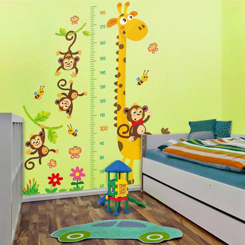 DEKOSH Giraffe & Monkeys Kids Height Wall Chart - Peel & Stick Nursery Wall Decals for Baby Bedroom
