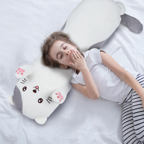 28 inch Cat Plush Body Kitty Pillow, Soft Giant Doll Cute Kitten Squishy Cat Stuffed Animal Toy Gifts for Kids