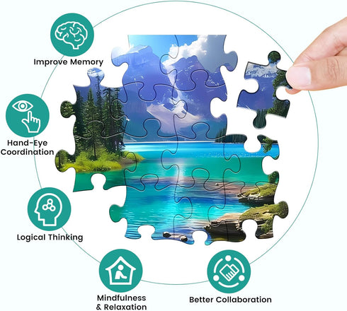 500 Pieces Jigsaw Puzzle for Adults, Mountain Forest Lake Puzzle, Gift for Family, Home Decor 20.5 x 15 in