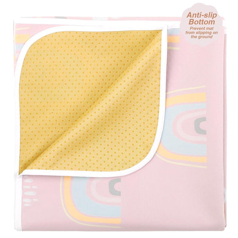 Splat Mat for Under High Chair/Arts/Crafts by CLCROBD, 51" Baby Anti-slip Food Splash and Spill Mat for Eating Mess, Waterproof Floor Protector and Table Cloth (Rainbow Pink) by CLCROBD