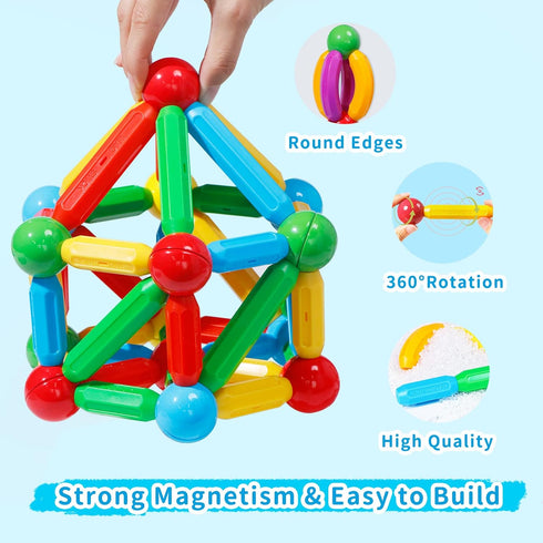 TOKBLOK 132Pcs Magnetic Building Blocks for Boys and Girls, Creative STEM Construction Toys for Kids Educational
