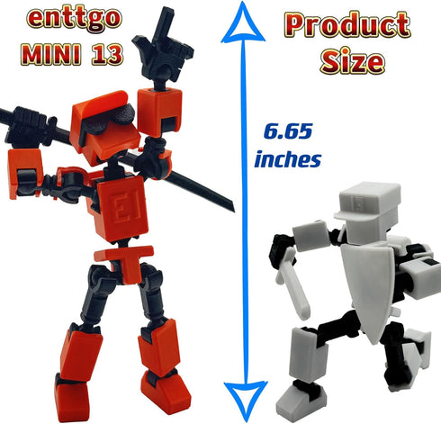 3D Printed Action Figure Mini-13, 6.65-inch Movable Toy with Accessories, Creative Desk Decoration (Red)