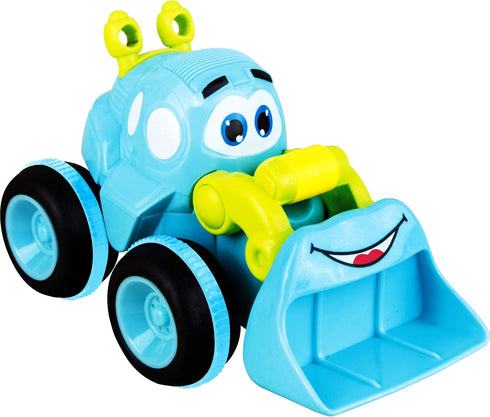 Friction Powered Trucks for 2 Year Old Boys, 4 Cartoon Construction Vehicles, Push & Go Cars Set