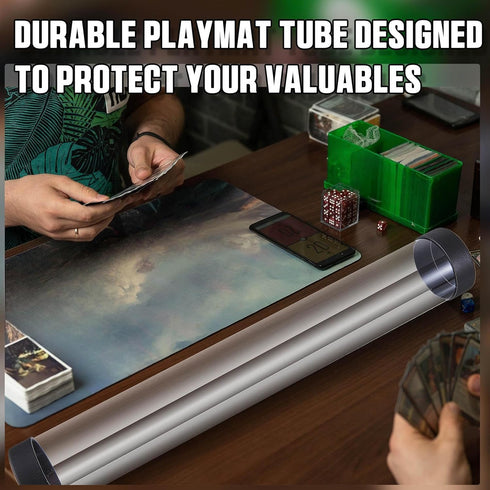 2 16.14 Inch Barydat Pcs Playmat Tube Round Compatible with MTG Play Mat Holders Playmat Case TCG Clear Artwork Tube