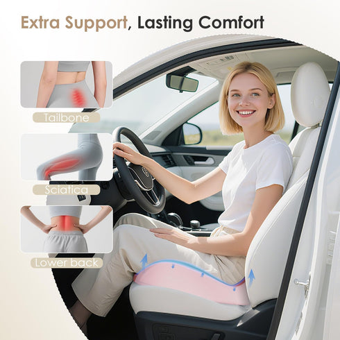 FLORICH Car Seat Cushion for Driving, Memory Foam Seat Cushion for Car Office Chair, Ergonomic Office Seat Chair