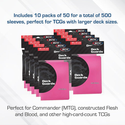 500 Count (10 Packs 50 2.5" 3.5" BCW Deck Guard - Double Matte Card Sleeves | Box of Sleeves) |Acid-Free, No PVC | Fits