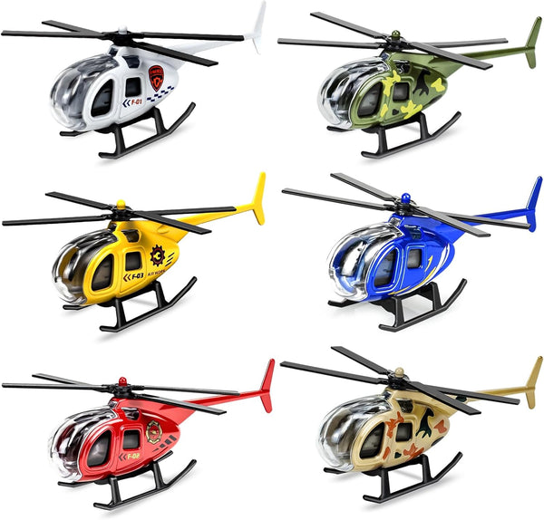 Diecast Helicopter Toy 6 Pack, Model Plane Mini Helicopters for Kids 3