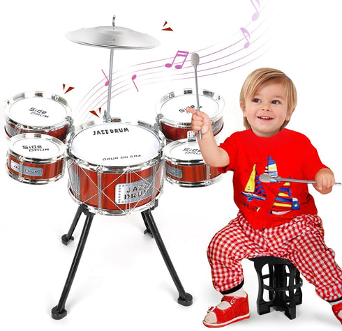 Toy Drum Kit for Kids 3-5 Toddler Rock Drum Set with 5