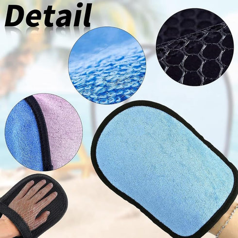 Theshai 2 Pieces Sand Wipe Off Mitt, Beach Sand Cleaner Soft Wipe Off Mitt for Beach Volleyball and Beach Activities
