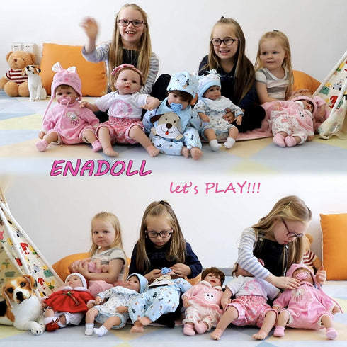 ENADOLL Reborn Baby Doll, Realistic Silicone Vinyl Polka Dot Giraffe Baby 16 inch Weighted Doll Gift Set