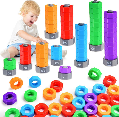 Montessori Toys for 1-5 Year Old Boys Girls, 2 In 1 Counting & Spinning Stacking Toys, Educational Gifts for Kids