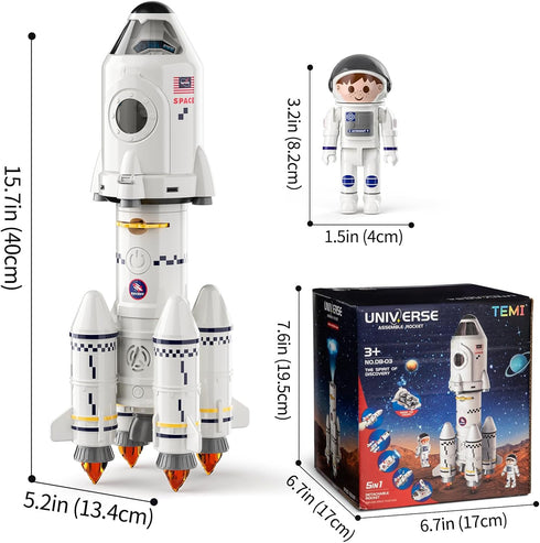 3-5 5-7 8-10 3-5, 2 3 4 5 6 7 8 9 TEMI Space Toys for kids - Rocket Ship Toys for kids Spaceship Astronaut Toys