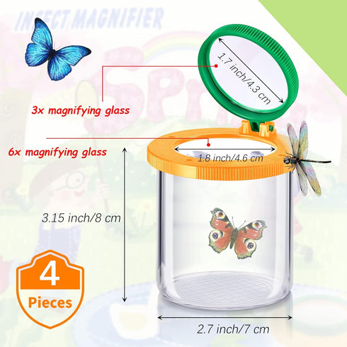 4 Pcs Insert Bug Viewer Magnifier Kit for Kids, Backyard Explorer Bug Catcher Box for Nature Exploration