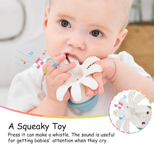 Baby Teether Toys for 3-12 Months, Fun Teething Toys for Infant 12-18 Months, Mombella Octopus Silicone Comfort Chewing