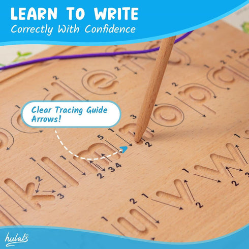Learn to Write Number & Letter Tracing Boards, Wooden Alphabet Learning Montessori Toys for 4+ Year Olds