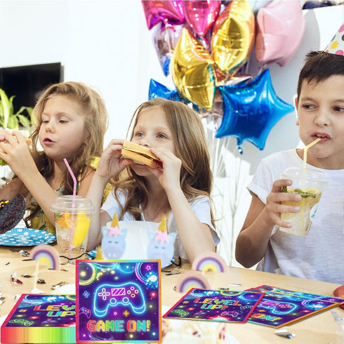 Video Gaming Party Decorations: 40pcs Game On Napkins for Kids Boys Girls Gamer Birthday Supplies
