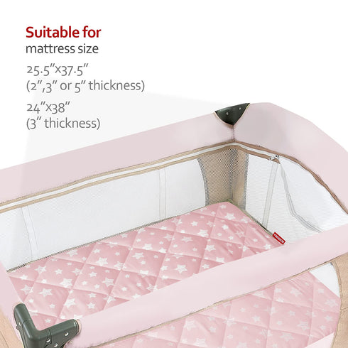 Pack 39"27"5" Pack and Play Sheets Fitted, Breathable Thick Playard Lovely Print Cover Compatible with Graco n Play