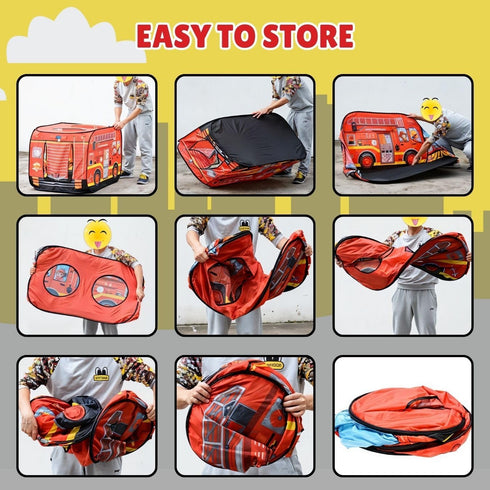 Pop Up Play Tent for Kids - My First Foldable Indoor & Outdoor Playhouse Vehicle Toys for Toddlers, Boys and Girls