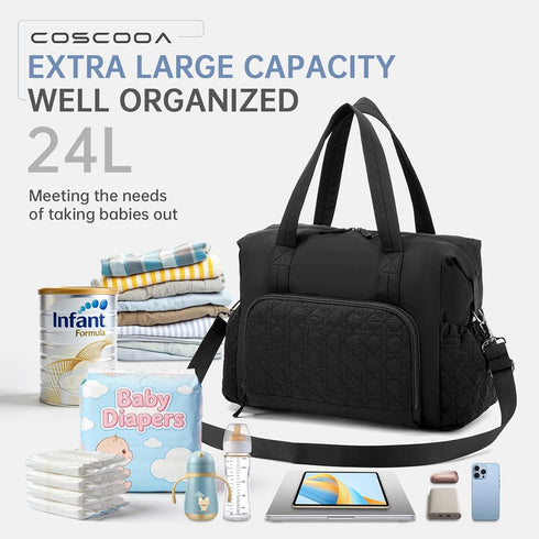 COSCOOA Diaper Bag Tote, Hospital Bag for Labor Delivery,Baby Diaper Bag Large Travel Diaper Tote Caddy for Mom Bag