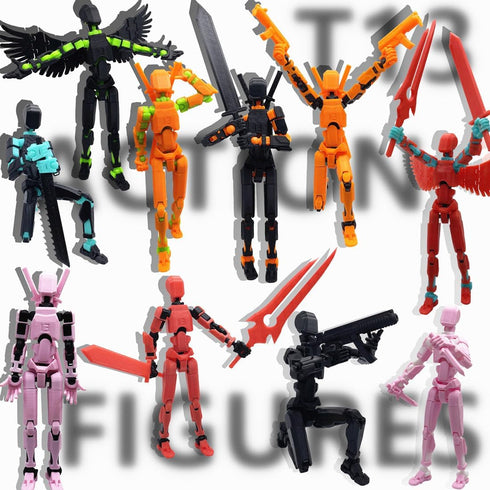 masijssa T13 3D Set 13 Dummy 3D Action Figures Titan Action Figure Printed Robo Multi-Jointed Movable Toy with Full