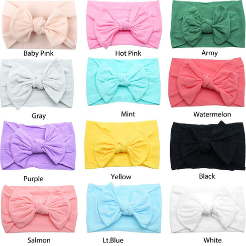 CÉLLOT Super Stretchy Soft Knot Headbands with Hair Bows, Head Wrap Hair Accessories for Newborn Baby Girls, Infant